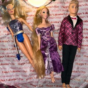 Barbie Dolls Set with Purple and Blue Outfits
